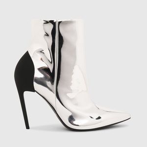 ISO D-SLANTY HABZ - Diesel High-Heel Ankle Boots in mirrored PU